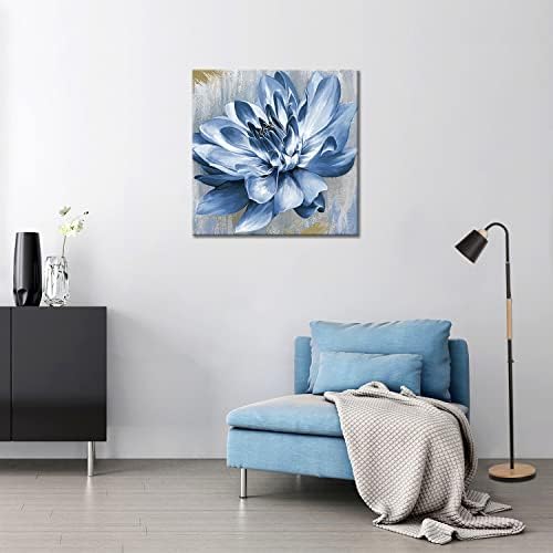 Yaynice כחול פרח בד קיר אמנות פרח פורח תמונה הדפסת קיר ציור קיר יצירות מודרניות עיצוב קיר לחדר שינה למשרד אמבטיה