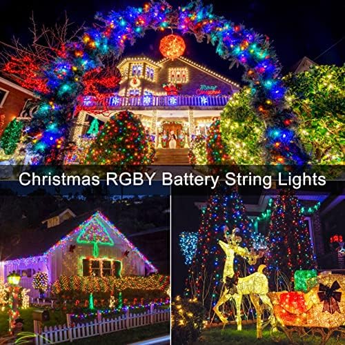 Dbfairy 4 חבילה Rgby סוללות אורות חג מולד מחרוזת 50 שופעים 16.8ft אורות חג מולד עץ חוט ירוק 8 מצבים סוללה מופעלת אורות פיות