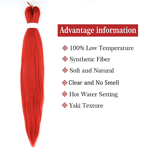 אדום מראש נמתח קולעת שיער 26 אינץ 2 חבילות סינטטי סרוגה שיער הרחבות כמו מקצועי גירוד משלוח חם מים הגדרת סלסול טוויסט