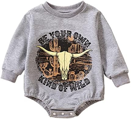 בגדי נערות מערביים תינוקות סווטשירט רומפר פרה גדולה בגד גוף גוף סתיו בגדי תינוקות חורפים