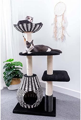 קבוצת פטפלס רויאל 3 מפלסים עץ חתול שחור ולבן, 50 ח