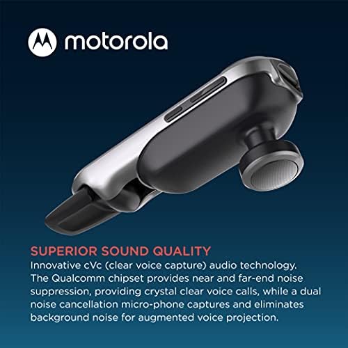 מוטורולה Bluetooth אפוזיית HK500 אוזניות מונו אלחוטיות בתוך האוזן עם מיקרופון לשיחות טלפון ברורות - מגע חכם/בקרה קולית, מיקרופון