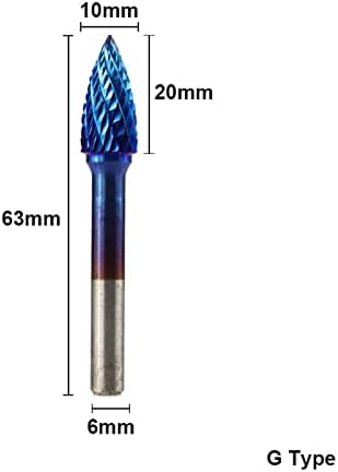 זאהה 6 על 10 ממ טונגסטן קרביד רוטרי ברס סופר כחול מצופה כפול לחתוך רוטרי קובץ 1 יחידות