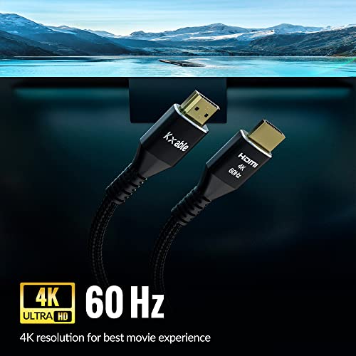 כבל 4K HDMI כבל 6 רגל, כבל Ultra HD HDMI 2.0, מחברי קלוע ניילון וזהב, 4K @ 60Hz, 2K, 1080p, HDCP 2.2, קשת, כבלי HDMI בתפזורת