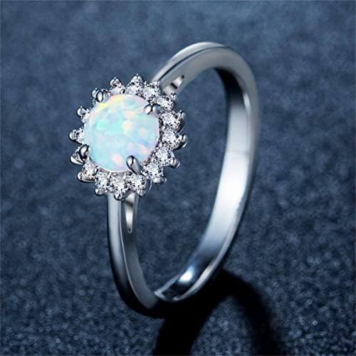 2023 חדש עגול אבן טבעת לבן אופנה טבעת יד תכשיטי אופל אופל תכשיטי טבעות נשים תכשיטי טבעות