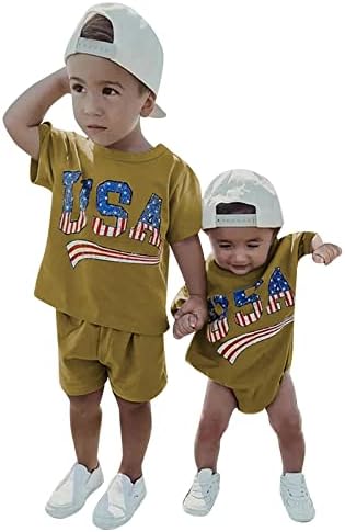 תלבושות של נער יום עצמאי בגדי ילדים הגדרת מכתב הדפסים חולצות סטים של מכנסי תלבושת לילדים לתינוק