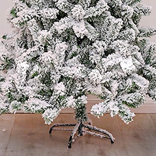 ZPEE לבן PVC עץ חג המולד, שלג מלאכותי נוהר עץ אורן צירים עם מתכת עמד