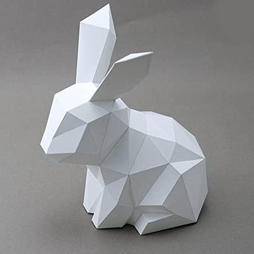 WLL-DP DIY אוריגמי פאזל ארנב לבן פסל נייר פסל נייר תלת מימד דגם נייר בעבוד