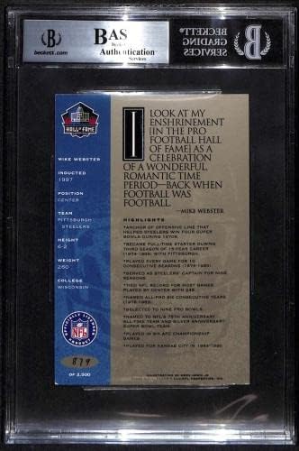 110 מייק וובסטר - 1998 RON MIX HOF PLATINUM AUTOS כרטיסי כדורגל מדורגים BGS AUTO - כדורגל חתימה