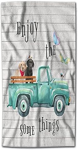 Wondertify Turquoise משאית מגבת יד ישנה מכונית ישנה שתי עמידות לברדור כלבי כלבים מגבות יד לחדר אמבטיה, יד ופנים מטליות