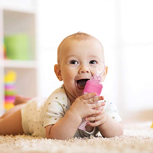 2 חתיכות סיליקון תינוק כפות תינוק האכלת כפית עם עומד בסיס עבור תינוקות 0-24 חודשים מחלק והאכלה