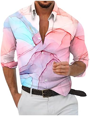 חולצות שרוול ארוך של איאסו לגברים קולורבלוק כפתור למטה צווארון עומד חולצות חולצה בתוספת גודל דק מתאים חולצה רגילה