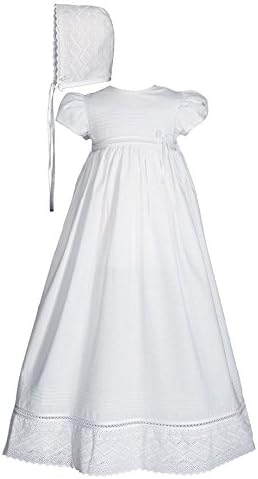 לבן כותנה מרחבי כותנה 30 שמלת הטבילה של בנות עם תחרה