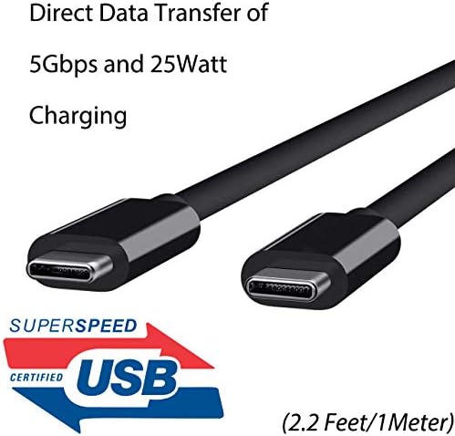 טעינה ישירה של USB מסוג C ותואמים כבל נתונים תואמים למומנטום של Sennheiser True Wireless 3 עם מחברי USB-C כפול 2 5Gbps!