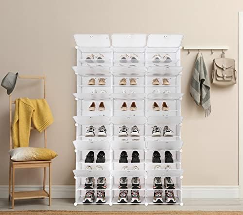 ASDET U & I מארגן מתלים נעליים, 12 ארון אחסון נעליים של שכבה 72 זוג מארגן נעליים פלסטיק 36 מדפי נעליים לרשתות