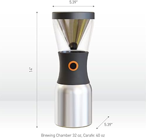 Asobu Coldbrew מכונת קפה חליטה קרה ניידת עם אבק מבודד 34oz נירוסטה 18/8 Carafe BPA בחינם ...
