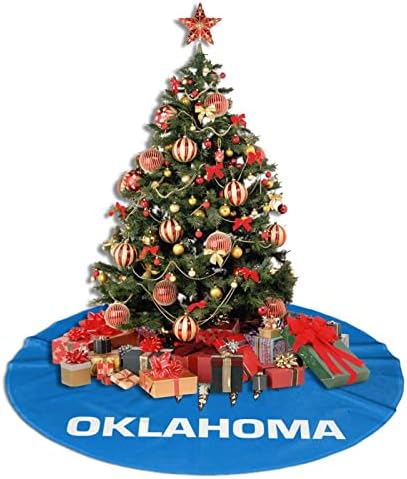 חצאית עץ חג המולד, דגל 30-48 אינץ 'של מחצלת עץ אוקלהומה לקישוטים לחג המולד קישוטים למסיבת חג