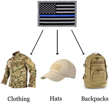 קו דגל אמריקאי דק טלאי דגל אמריקאי 4-PK סט, משטרה ואכיפת חוק, 2x3 אינץ ', אטב/גיבוי של וו וולאה, אביזר טקטי לבגדי לבוש-כובעי