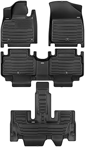 TUXMAT - עבור קיה טלוריד 7 מושב 2020-2024 דגמים - מחצלות מכוניות בהתאמה אישית - כיסוי מקסימאלי, כל מזג האוויר,