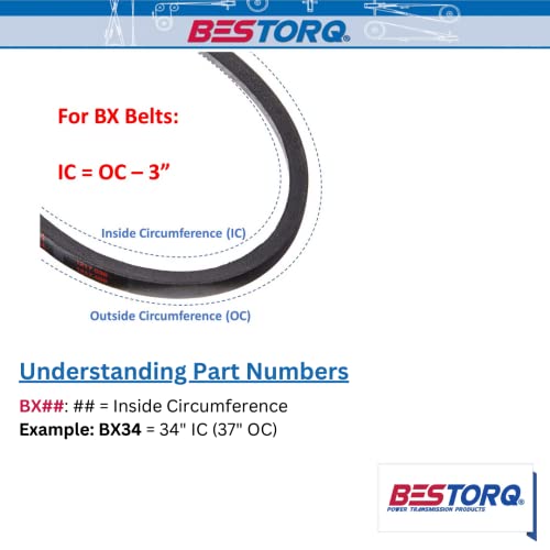 Bestorq Bx55 חגורה V עם חגורה V עם קצה גולמי x5 EPDM, שחור, 58 היקף חיצוני x .66 רוחב x .43 גובה, חבילה של 3