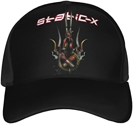 סטטי רוק x פס מכונת בייסבול כובע נשים גברים גברים מתכווננים כובע ריצה שחור